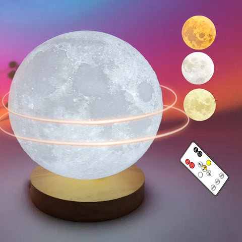 Moon Night Light 360 Rotation Magnetic 3D Atmosphere Bedside Table Lamp with Remote Touch Dimming Led Lights for Kids Room Gift